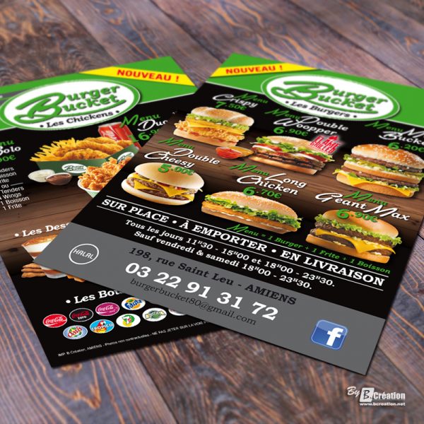 Flyer A5 Restaurant Burger Bucket Amiens